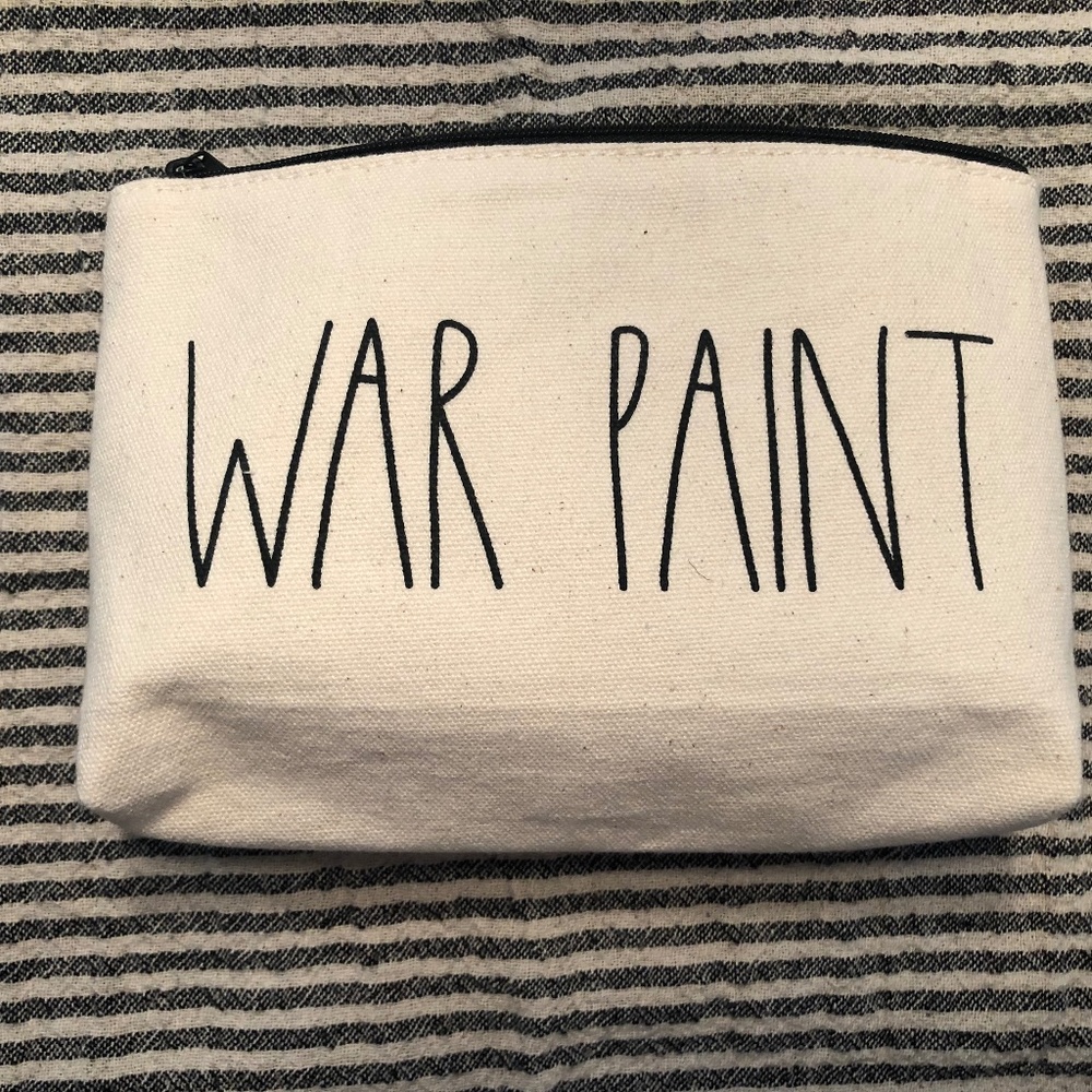 Rae Dunn By Magenta "WAR PAINT" Beige Beauty Case Cosmetic Make Up Holder